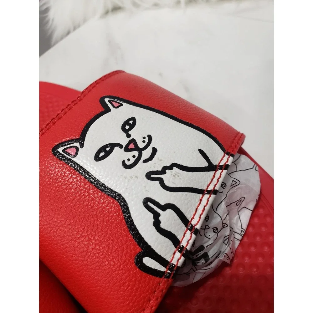 NEW NO BOX Ripndip Lord Nermal Slides Red Cat Graphic Mens 8 Womens 9.5 Sandals